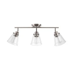 Globe Electric Jackson 2 Ft. 3-Light Brushed Nickel Fixed Track Lighting Kit With Clear Glass Shades