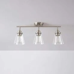 Globe Electric Jackson 2 Ft. 3-Light Brushed Nickel Fixed Track Lighting Kit With Clear Glass Shades -Lamp Parts brushed nickel globe electric track lighting kits 59628 c3 1000