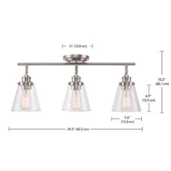 Globe Electric Jackson 2 Ft. 3-Light Brushed Nickel Fixed Track Lighting Kit With Clear Glass Shades -Lamp Parts brushed nickel globe electric track lighting kits 59628 fa 1000