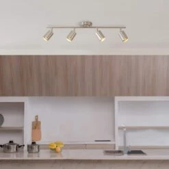 Globe Electric 2.5 Ft. 4-Light Brushed Nickel Fixed Track Lighting Kit -Lamp Parts brushed nickel globe electric track lighting kits 91002801 31 1000