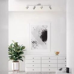 Globe Electric 2.5 Ft. 4-Light Brushed Nickel Fixed Track Lighting Kit -Lamp Parts brushed nickel globe electric track lighting kits 91002801 c3 1000