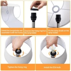 19 In. Touch Brushed Nickel Bedside Table Lamp, 3 Way Dimmable Nightstand Lamps With Linen Lampshade For Living Room -Lamp Parts brushed nickel gtclighting table lamps w 2tl 98008c 66 1000