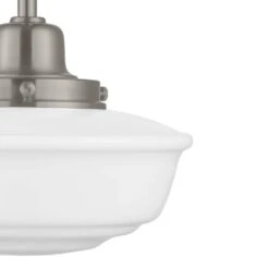 Belvedere Park 1-Light Brushed Nickel Pendant Hanging Light With Frosted Opal Glass Shade, Farmhouse Kitchen Lighting -Lamp Parts brushed nickel hampton bay pendant lights kfn8901ax 02 bn 40 1000