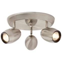 3-Light Brushed Nickel LED Dimmable Spot Light With Directional Head -Lamp Parts brushed nickel hampton bay track lighting heads 1603r3 sn 40 1000