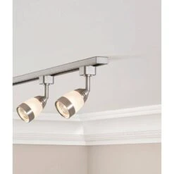 Frosted Middle Glass 1-Light Brushed Nickel Linear Track Lighting Head -Lamp Parts brushed nickel hampton bay track lighting heads 804859 4f 1000