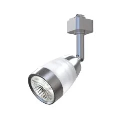 Frosted Middle Glass 1-Light Brushed Nickel Linear Track Lighting Head -Lamp Parts brushed nickel hampton bay track lighting heads 804859 c3 1000