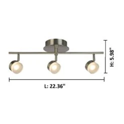 22.4 In. W X 5.8 In. H 3-Light Brushed Nickel Semi-Flushmount LED Fixed Track Lighting Kit With Glass Adjustable Shades -Lamp Parts brushed nickel hampton bay track lighting kits 204823a 4f 1000