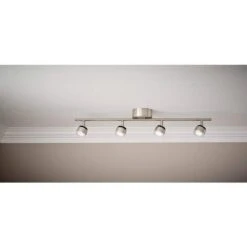 Burgate 2 Ft. 4-Light Brushed Nickel Integrated LED Fixed Track Lighting Kit -Lamp Parts brushed nickel hampton bay track lighting kits 205076a 40 1000