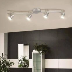 Kenmont 4 Ft. 4-Light Brushed Nickel Integrated LED Wave Fixed Track Lighting Kit -Lamp Parts brushed nickel hampton bay track lighting kits 205078a 4f 1000