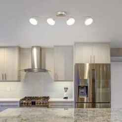 Pratford 2.6 Ft. 4-Light Brushed Nickel Integrated LED Fixed Track Lighting Kit -Lamp Parts brushed nickel hampton bay track lighting kits 23055 000 31 1000