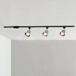 4 Ft. Brushed Nickel Integrated LED Ceiling Mount Direct Wire Track Lighting Kit With Flared Linear Track Head 3-Light -Lamp Parts brushed nickel hampton bay track lighting kits 817770 31 1000