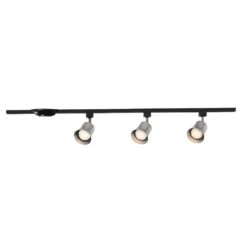 4 Ft. Brushed Nickel Integrated LED Ceiling Mount Direct Wire Track Lighting Kit With Flared Linear Track Head 3-Light