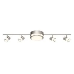 Greyrock 3.44 Ft. Brushed Nickel Integrated LED Hardwired Track Lighting Kit Flush Mount Combo With 4 Fixed Track Heads