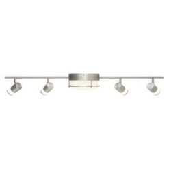 Greyrock 3.44 Ft. Brushed Nickel Integrated LED Hardwired Track Lighting Kit Flush Mount Combo With 4 Fixed Track Heads -Lamp Parts brushed nickel hampton bay track lighting kits hbtf1045r3a 35 a0 1000