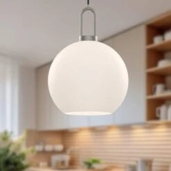 Soji 10 In. 1 Light 60-Watt Brushed Nickel/Opal Matte Glass Pendant Light -Lamp Parts brushed nickel opal matte glass alora mood pendant lights pd601710bnop 31 1000