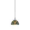 Sparta 100-Watt 1-Light Brushed Nickel Shaded Pendant Light Mini Pendant With Art Glass And No Bulb Included