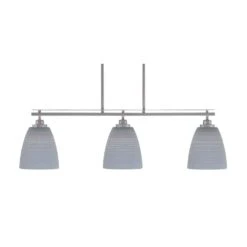 Monroe 3-Light Brushed Nickel, Billiard Light, Any Room With 8 In. Gray Matrix Glass Shades No Bulbs Included