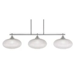 Monroe 3-Light Brushed Nickel, Billiard Light, Any Room With 12 In. Micro Bubble Ribbed Glass Shades No Bulbs Included
