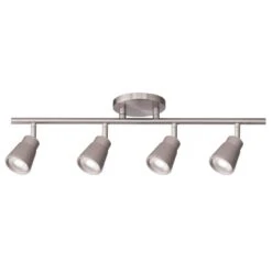 Solo 3 Ft. Brushed Nickel Integrated LED Monopoint Ceiling And Wall Mount Hardwired Track Lighting Kit W/4-Track Heads