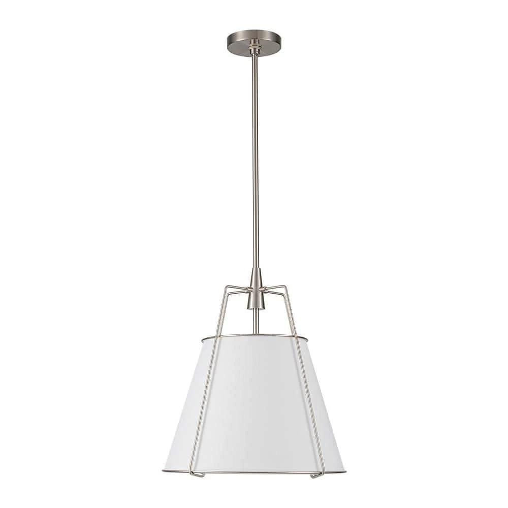Haven 4-Light 15 In.W Brushed Nickel Modern Drum Pendant Light With Fabric Cover And Acrylic For Kitchen/Living Room 6 Haven 4-Light 15 In.W Brushed Nickel Modern Drum Pendant Light With Fabric Cover And Acrylic For Kitchen/Living Room - Image 4