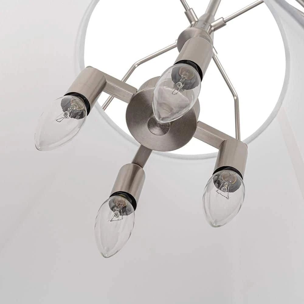 Haven 4-Light 15 In.W Brushed Nickel Modern Drum Pendant Light With Fabric Cover And Acrylic For Kitchen/Living Room 5 Haven 4-Light 15 In.W Brushed Nickel Modern Drum Pendant Light With Fabric Cover And Acrylic For Kitchen/Living Room - Image 3