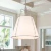 Haven 4-Light 15 In.W Brushed Nickel Modern Drum Pendant Light With Fabric Cover And Acrylic For Kitchen/Living Room -Lamp Parts brushed nickel white fabric huoku pendant lights pd1075231 64 1000