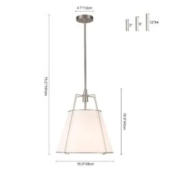 Haven 4-Light 15 In.W Brushed Nickel Modern Drum Pendant Light With Fabric Cover And Acrylic For Kitchen/Living Room 22 Haven 4-Light 15 In.W Brushed Nickel Modern Drum Pendant Light With Fabric Cover And Acrylic For Kitchen/Living Room -Lamp Parts brushed nickel white fabric huoku pendant lights pd1075231 77 1000