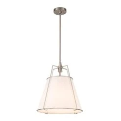 Haven 4-Light 15 In.W Brushed Nickel Modern Drum Pendant Light With Fabric Cover And Acrylic For Kitchen/Living Room 29 Haven 4-Light 15 In.W Brushed Nickel Modern Drum Pendant Light With Fabric Cover And Acrylic For Kitchen/Living Room -Lamp Parts brushed nickel white fabric huoku pendant lights pd1075231 d4 1000