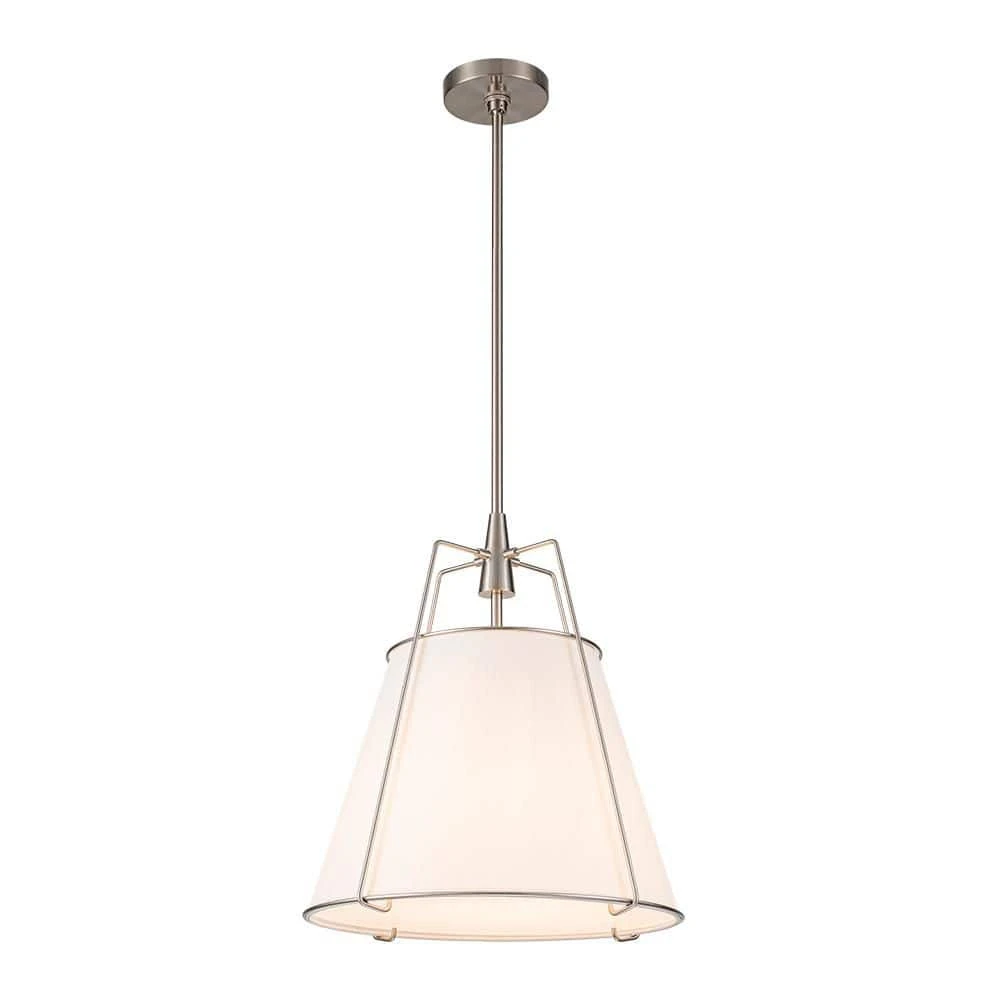 Haven 4-Light 15 In.W Brushed Nickel Modern Drum Pendant Light With Fabric Cover And Acrylic For Kitchen/Living Room 15 Haven 4-Light 15 In.W Brushed Nickel Modern Drum Pendant Light With Fabric Cover And Acrylic For Kitchen/Living Room - Image 13