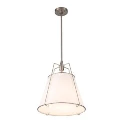 Haven 4-Light 15 In.W Brushed Nickel Modern Drum Pendant Light With Fabric Cover And Acrylic For Kitchen/Living Room 31 Haven 4-Light 15 In.W Brushed Nickel Modern Drum Pendant Light With Fabric Cover And Acrylic For Kitchen/Living Room -Lamp Parts brushed nickel white fabric huoku pendant lights pd1075231 fa 1000 1