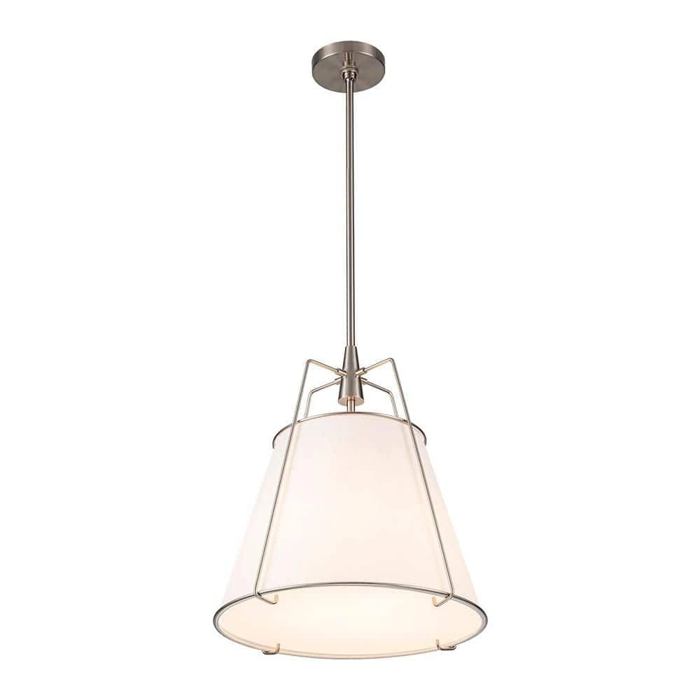 Haven 4-Light 15 In.W Brushed Nickel Modern Drum Pendant Light With Fabric Cover And Acrylic For Kitchen/Living Room 17 Haven 4-Light 15 In.W Brushed Nickel Modern Drum Pendant Light With Fabric Cover And Acrylic For Kitchen/Living Room - Image 15