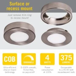 PureVue Dimmable Soft White LED Puck Light Brushed Steel Finish -Lamp Parts brushed steel armacost lighting puck lights 213411 4f 1000