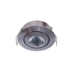2 In. Bright White Recessed LED Swivel Puck Light, Brushed Steel