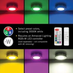 PureVue RGB+W LED Brushed Steel Puck Light -Lamp Parts brushed steel armacost lighting puck lights 263411 4f 1000