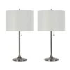Pair Of 26.5 In. Brushed Steel Metal Column Table Lamps With Designer Shades 2 Pair Of 26.5 In. Brushed Steel Metal Column Table Lamps With Designer Shades -Lamp Parts brushed steel fangio lighting table lamps w 1734bs 2pk 64 1000