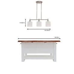 Oron 3-Light Brushed Steel Island Light With White Glass Shades -Lamp Parts brushed steel hampton bay pendant lights hdp12070 a0 1000