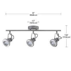 Theodore Collection LED 3-Light Brushed Steel Track With Chrome Accents -Lamp Parts brushed steel hampton bay track lighting kits 59107 1f 1000