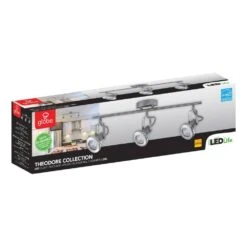 Theodore Collection LED 3-Light Brushed Steel Track With Chrome Accents -Lamp Parts brushed steel hampton bay track lighting kits 59107 44 1000