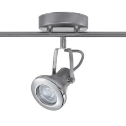 Theodore Collection LED 3-Light Brushed Steel Track With Chrome Accents -Lamp Parts brushed steel hampton bay track lighting kits 59107 4f 1000
