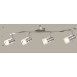 4-Light Brushed Steel Wave Bar Track Lighting Fixture With Cylinder Glass Shades -Lamp Parts brushed steel hampton bay track lighting kits ec340ba 77 1000