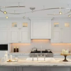 10 Ft. 5-Light Brushed Steel Line-Voltage Flexible Track Light Kit With Mesh Shades