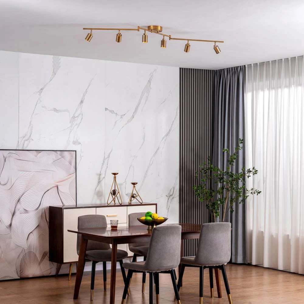 Shura 6-Head LED Swivel Track Light, Directional Spot Lights, Dimmable - Brushed Brass 7 Shura 6-Head LED Swivel Track Light, Directional Spot Lights, Dimmable - Brushed Brass - Image 5