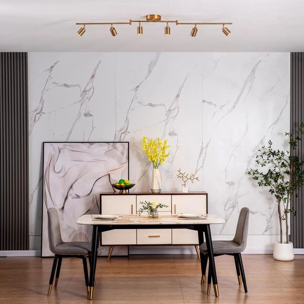 Shura 6-Head LED Swivel Track Light, Directional Spot Lights, Dimmable - Brushed Brass 8 Shura 6-Head LED Swivel Track Light, Directional Spot Lights, Dimmable - Brushed Brass - Image 6