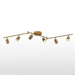 Shura 6-Head LED Swivel Track Light, Directional Spot Lights, Dimmable - Brushed Brass