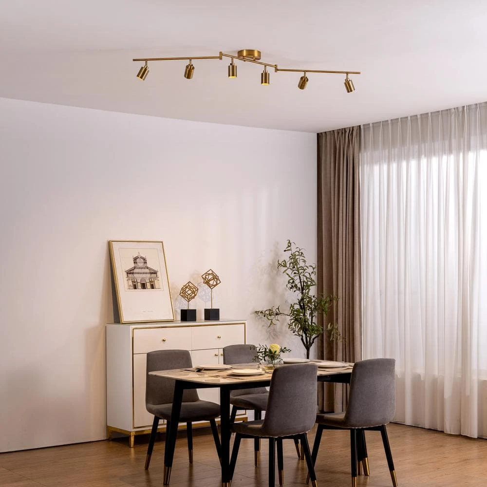 Shura 6-Head LED Swivel Track Light, Directional Spot Lights, Dimmable - Brushed Brass 5 Shura 6-Head LED Swivel Track Light, Directional Spot Lights, Dimmable - Brushed Brass - Image 3