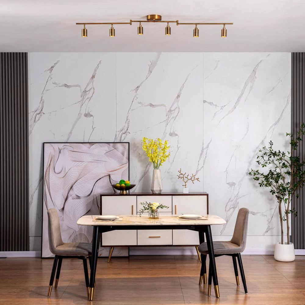 Shura 6-Head LED Swivel Track Light, Directional Spot Lights, Dimmable - Brushed Brass 4 Shura 6-Head LED Swivel Track Light, Directional Spot Lights, Dimmable - Brushed Brass - Image 2