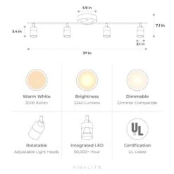 Shura Burnt Sienna Integrated LED Fixed Track Light Rotatable Cylinder Heads 3 Ft. Track Lighting Kit 3000 K 2240 Lumens -Lamp Parts burnt sienna 3000k vidalite track lighting kits ce1060085 c3 1000