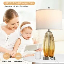 25 In. Table Lamps Set Of 2, Champagne Glass Bedside Lamp For Bedroom With USB C+A Ports (2 Bulbs Included) 10 25 In. Table Lamps Set Of 2, Champagne Glass Bedside Lamp For Bedroom With USB C+A Ports (2 Bulbs Included) -Lamp Parts champagne glass rottogoon table lamps hmlp352ay2 1d 1000
