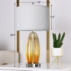 25 In. Table Lamps Set Of 2, Champagne Glass Bedside Lamp For Bedroom With USB C+A Ports (2 Bulbs Included) 13 25 In. Table Lamps Set Of 2, Champagne Glass Bedside Lamp For Bedroom With USB C+A Ports (2 Bulbs Included) -Lamp Parts champagne glass rottogoon table lamps hmlp352ay2 d4 1000