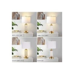 22.5'' Gold Table Lamps With USB Set Of 2, Modern Glass Bedside Lamp With LED Night Light For Bedroom Living Room Office -Lamp Parts champagne glass rottogoon table lamps qmlp191aw2 1d 1000